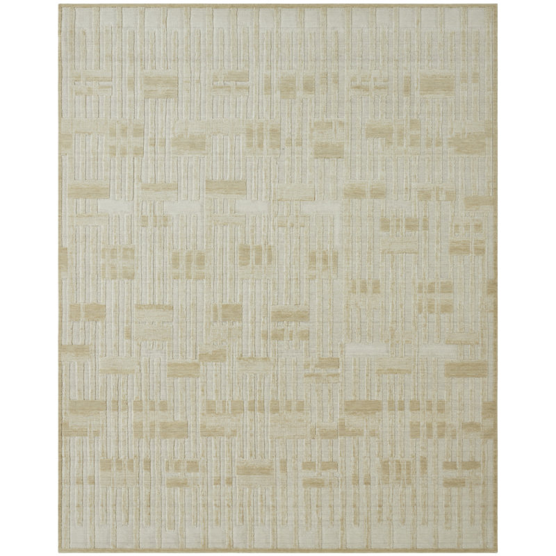 Anissa Power Loom Wool Area Rug, Rectangle 12' x 15', Sand Tones/Cream