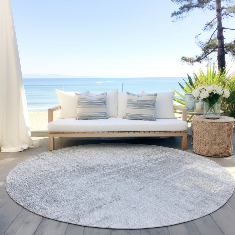 Tapis intérieur / extérieur rectangulaire avec envers antidérapant Lamanna, Rond 8 pi