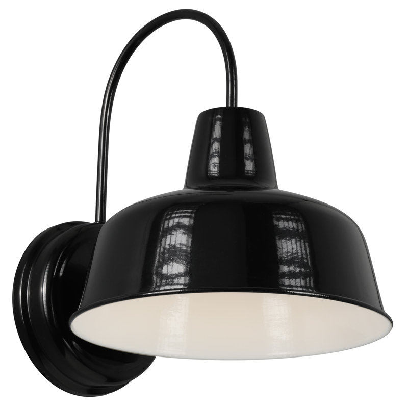 Luminaire de grange d'extérieur Jaklynn, H 13,13 po x l 10,38 po x P 12,63 po, Noir satiné