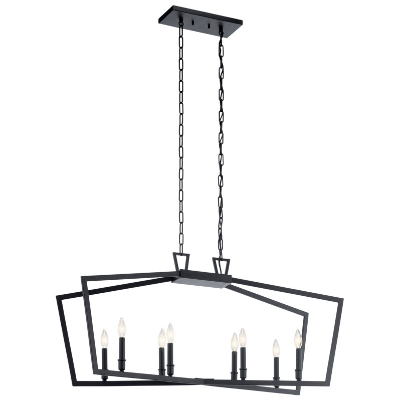 Lustre géométrique unique à 8 lumières , Noir