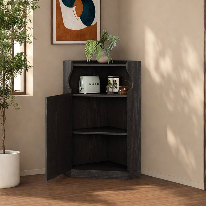 Élégante armoire de coin multifonctionnelle avec rangement, Noir, noir, noir, noir