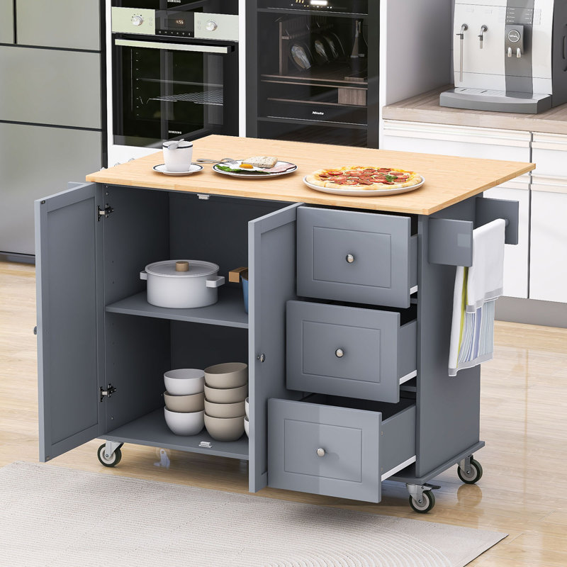 Draden 52.7 " W Kitchen Cart, Gray