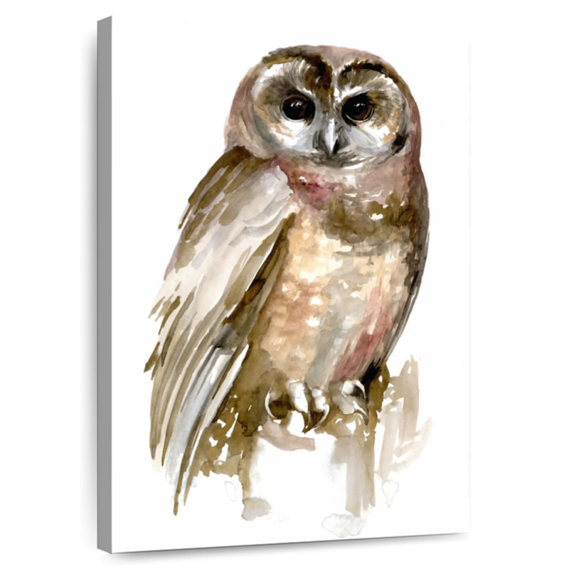 Brampt Watercolor Owl II, 12" H x 8" W