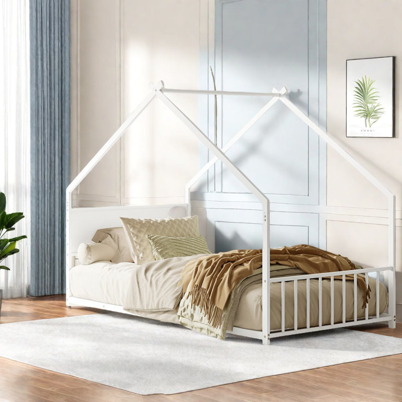 Lit simple moderne en métal avec lumières à DEL, sécuritaire et durable pour les enfants