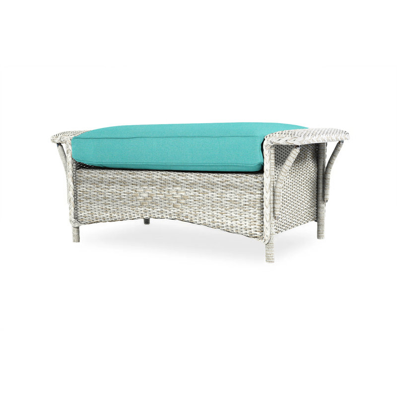 Nantucket Outdoor Ottoman, Canvas Black Sunbrella® Canvas, Antique White