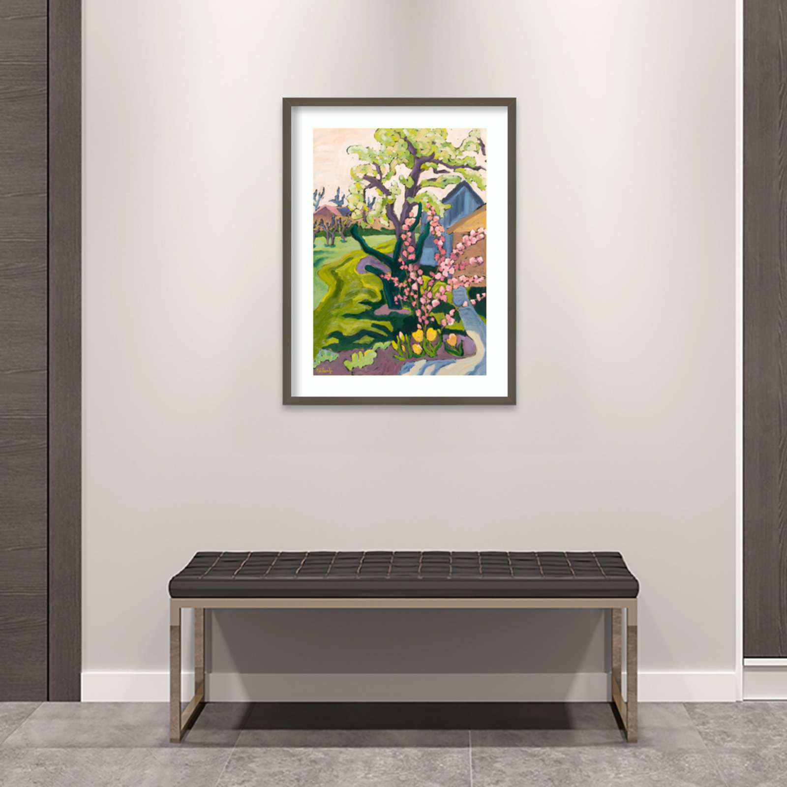 Garden in Dusk Light Print, 33" H x 25" W x 1" D, Gray