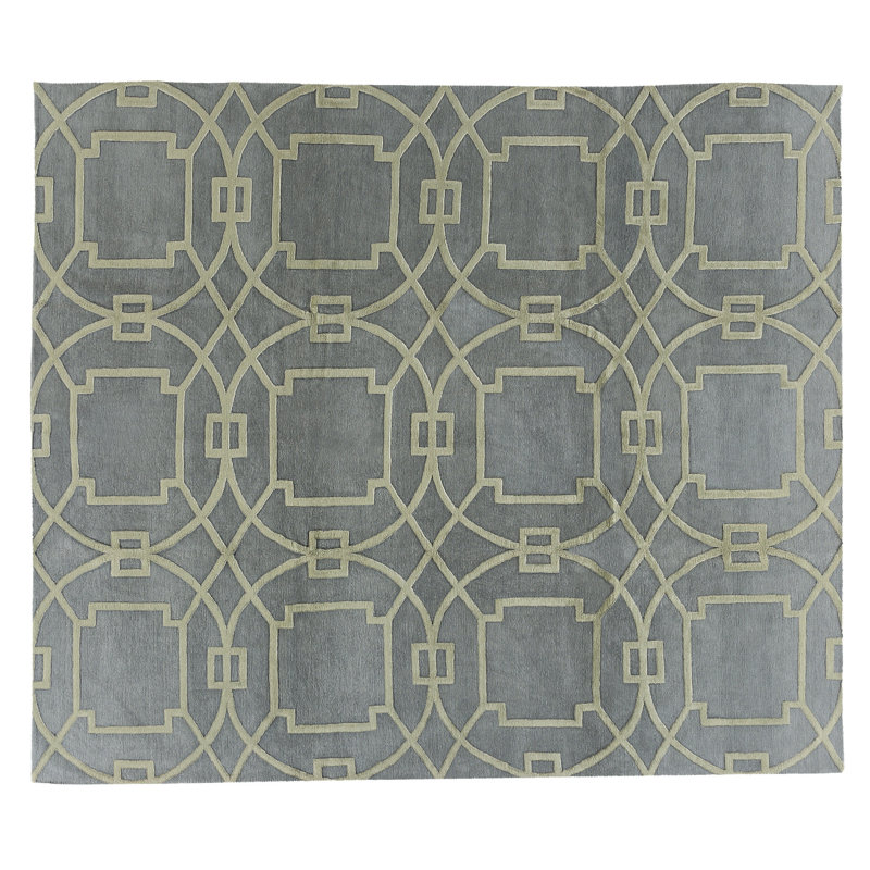 Cloister Geometric Area Rug in Gray/Sliver, Rectangle 9' x 12'