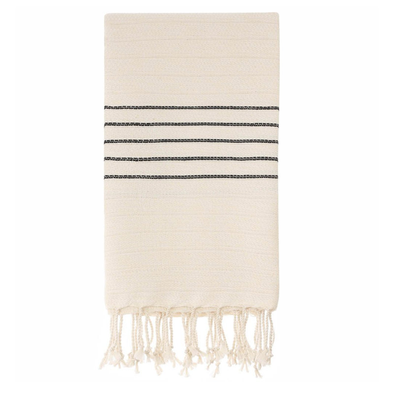 Aquinas Turkish Cotton Midweight Beach Towel, Black