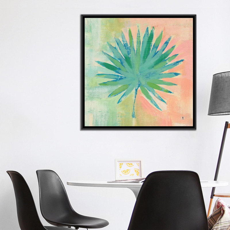 « beach cove leaves ii », reproduction d’impression sur toile, H 18 po x l 18 po x P 1,5 po, Toile encadrée noire