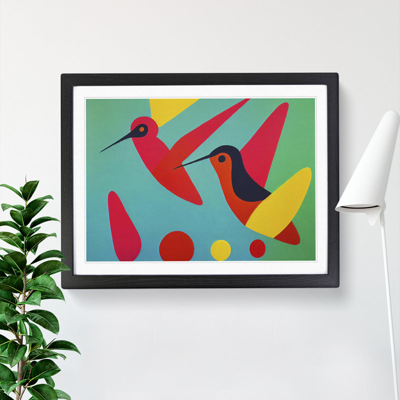 Abstract Hummingbirds Vol.2 - Single Picture Frame Print, Black, 46cm H x 64cm W x 2cm D