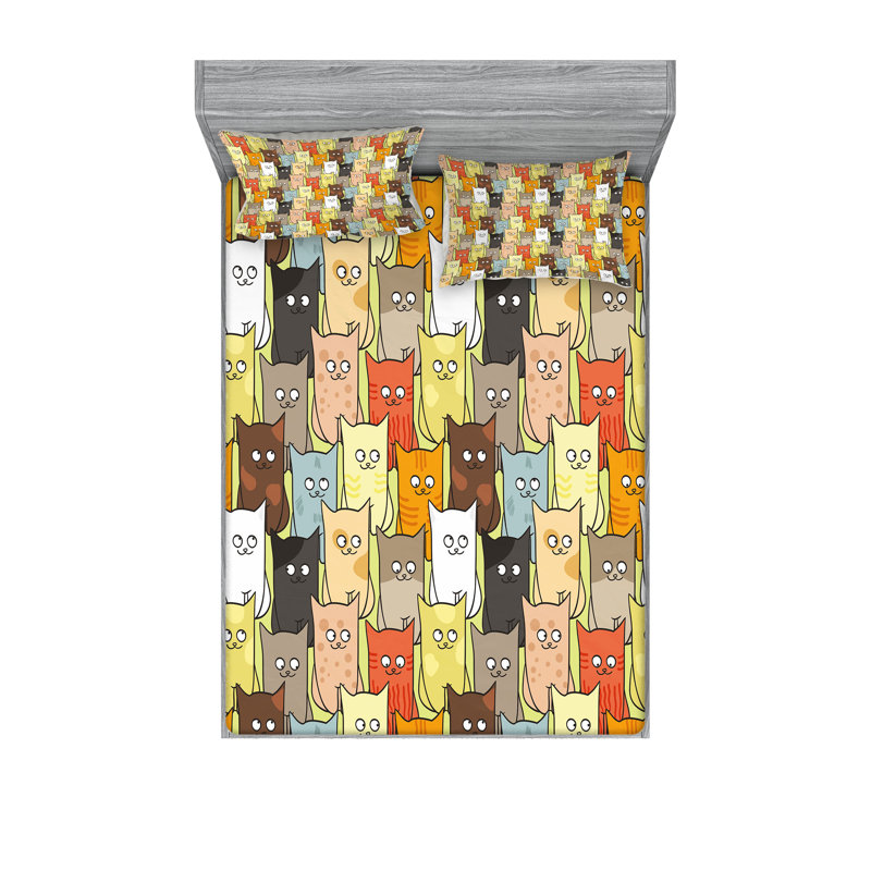 Multicolore ensemble de draps et taies décoratives Ambesonne, Ensemble de draps pour très grand lit californien