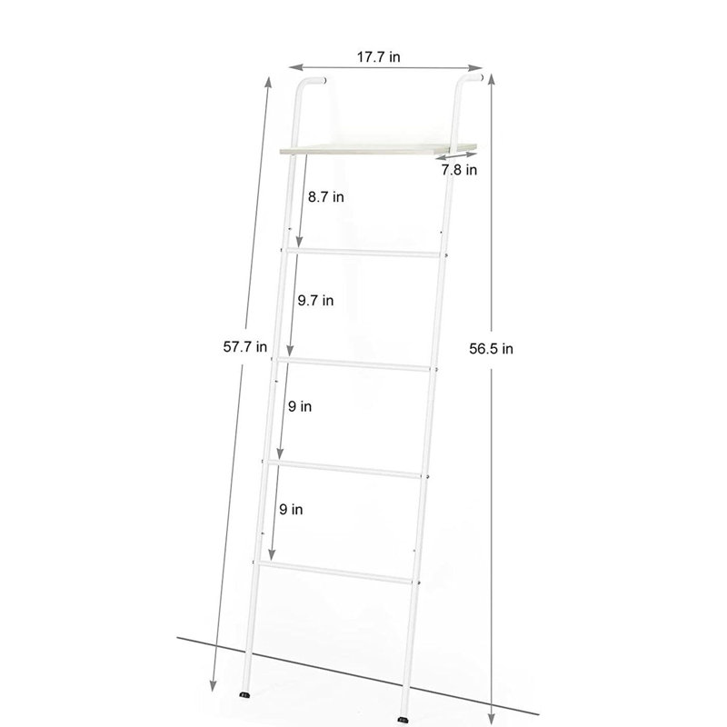 57.68'' Tall Wooden Blanket Ladder, White