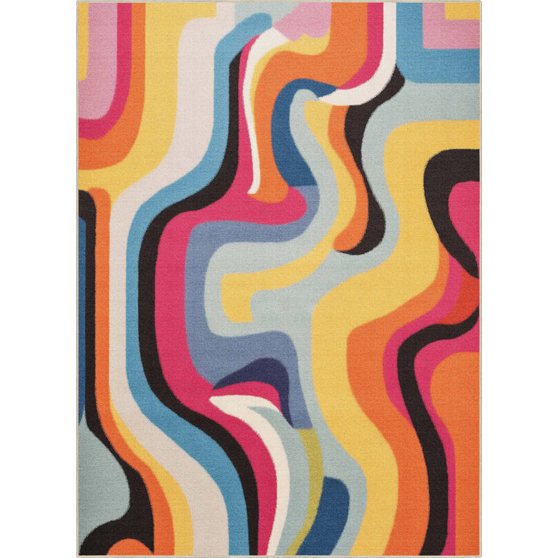 Tapis abstrait moderne Kehr, Rectangle 5 pi x 7 pi
