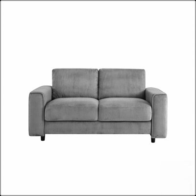Canapé en velours côtelé 2 places moderne et minimaliste, gris, infroissable et confortable pour une utilisation quotidienne à la maison