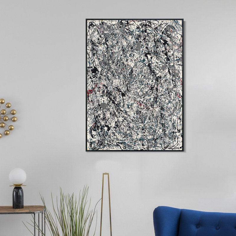 Art numérique sur toile encadré, impression numérique numéro 19 1948 par Jackson-Pollock (cadre mince noir, 24 po x 32 po)