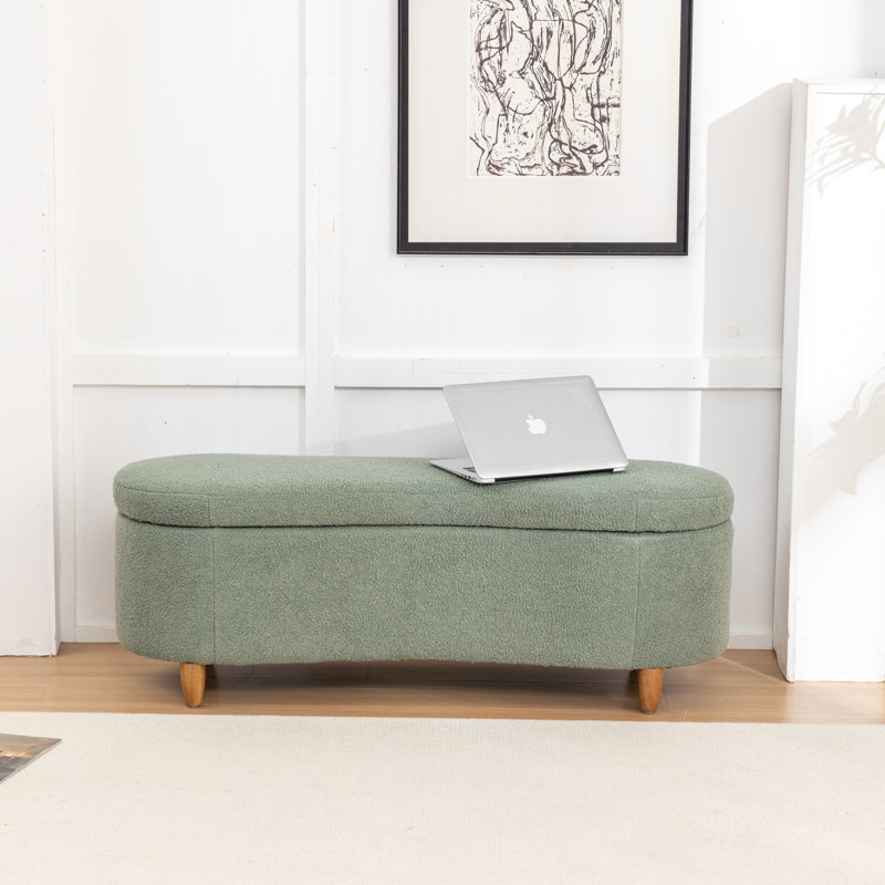 Upholstered Flip Top Storage Bench For End Of Bed, Green