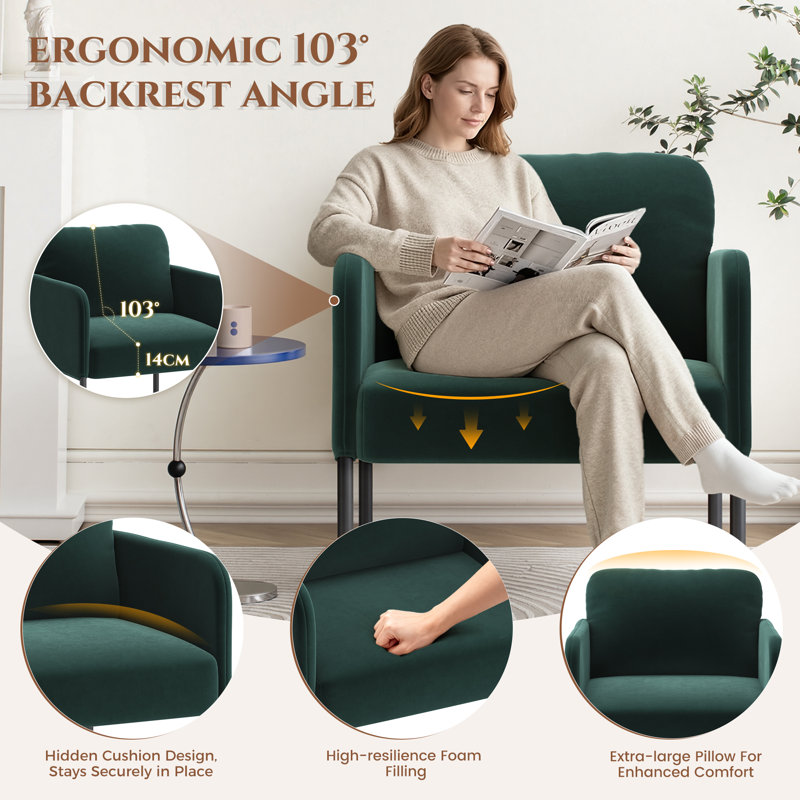 Velvet Armchair, Green