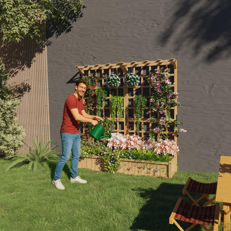 Raised Garden Bed, 160cm H x 124cm W x 41cm D, Tan, Does Not Apply