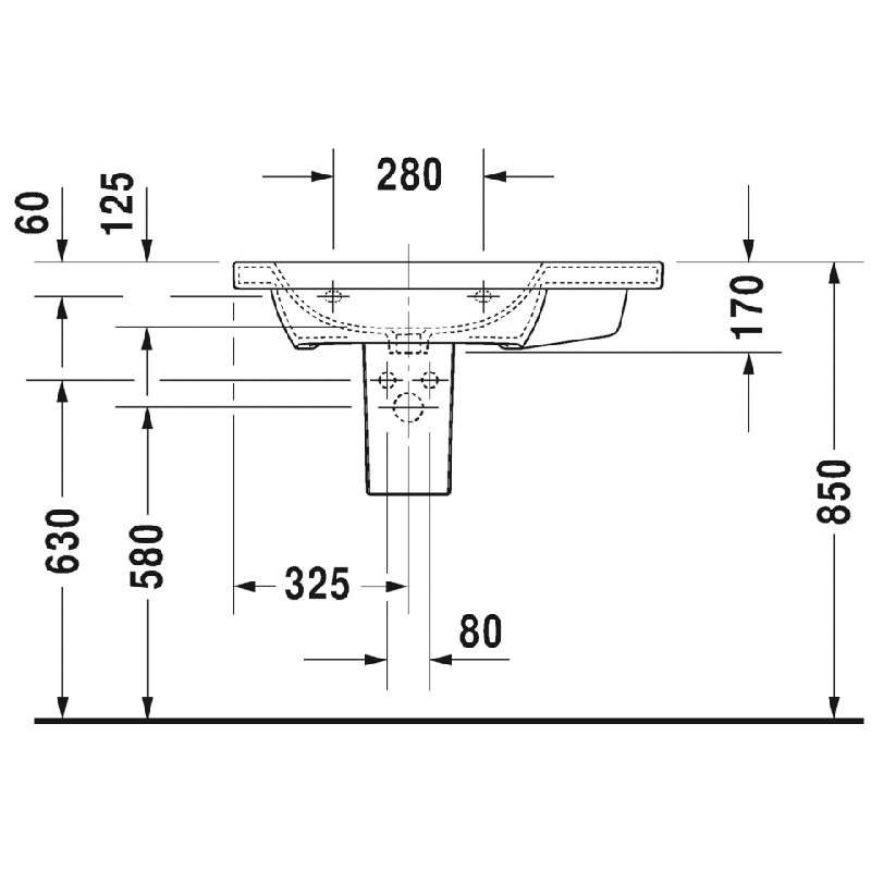 DuraStyle Ceramic 32" Wall Mount Bathroom Sink with Overflow