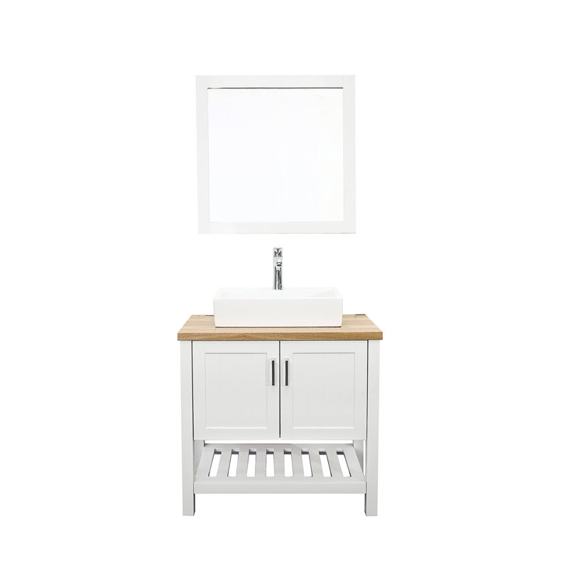 20.6" Square Ceramic Vessel Sink - Premium White Above-Counter Basin