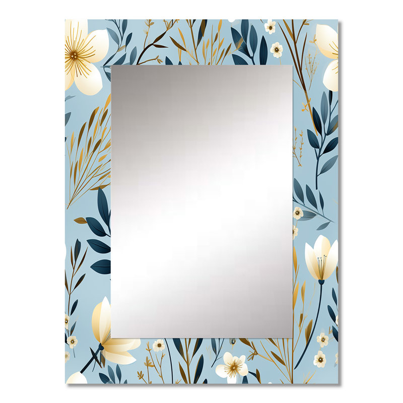 Motif floral bleu et blanc Andersontown, 32 po x 24 po