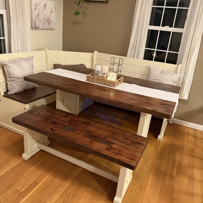 Corner Dining Set Delija Distressed | August Grove® - Walnut