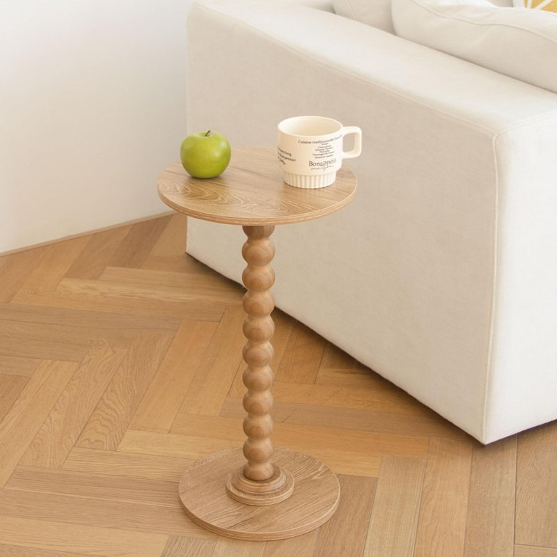 Small Side Table, Drink Table For Small Spaces, Modern Accent Table Martini Table With Solid Wood Leg, Round End Tables Living Room For Bedroom And Office