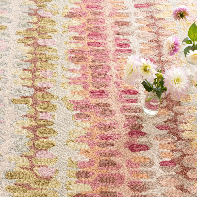 Paint Chip Pastel Hand Micro Hooked Wool Rug, Rectangle 2' x 3'