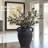 Handcrafted Black Ceramic Vase With Rustic Four-Handle Design, Wide Mouth For Floral Arrangements, Perfect For Modern Farmhouse And Vintage Home Decor