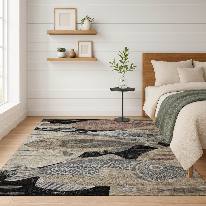 Tapis côtier intérieur / extérieur lavable à la machine ACN2447, Noir, 9 pi x 12 pi