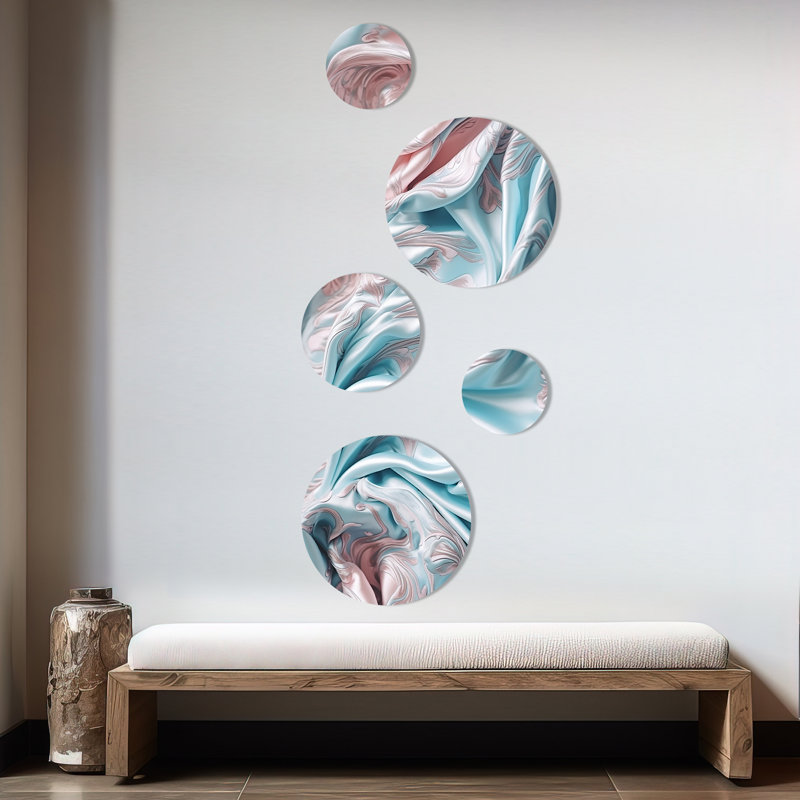 Ensemble de 5 décorations murales roses et bleues