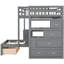 Lit superposé gris avec bureau et rangement
