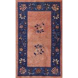 Vintage Floral Design Chinese Peking Wool Pile Scatter Size Area Rug