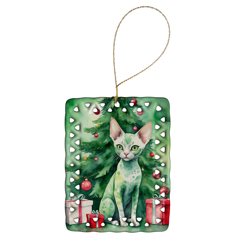 Ornement en porcelaine Devon Rex, Chat Devon Rex