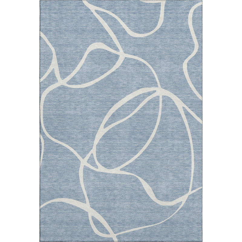 Premium Machine Washable Corum AMF999 Swirls Rug, Rectangle 3' x 5'