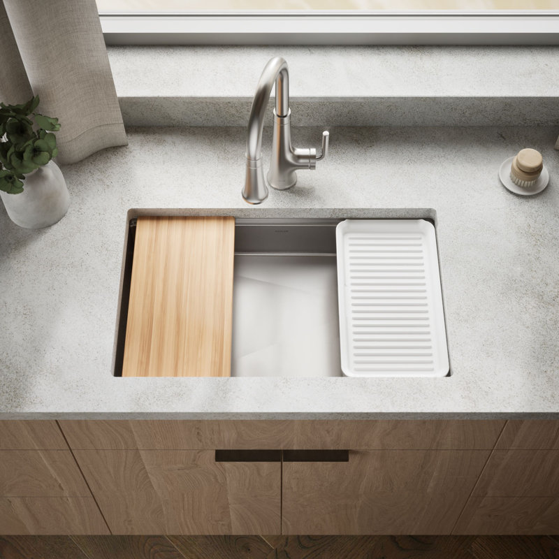 Strive® 29 po Évier de cuisine encastré à simple cuve avec station de travail