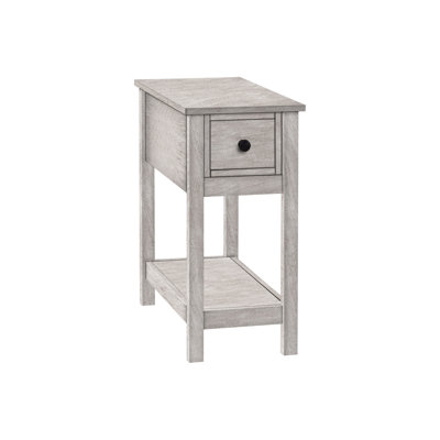 2 Tier End Table With Grey Veneer And Practical Storage Solution Bedroom Organized Drawer