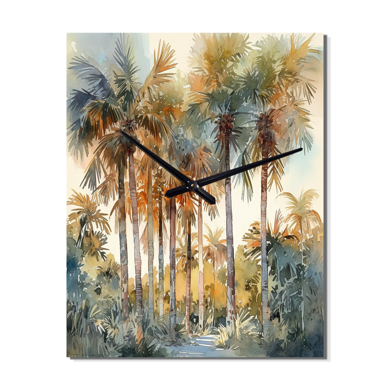 Palm Tree Paradise III - Palm Trees Wall Clock, Small