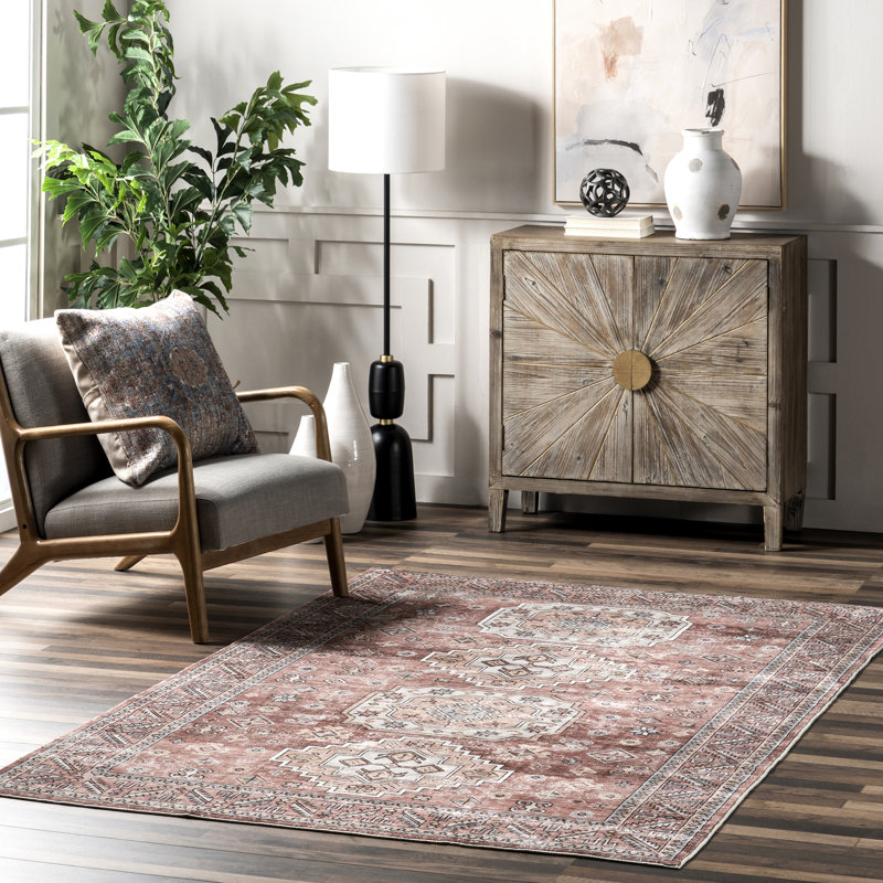 Tindra SpinClean Faded Multi Medallion Machine Washable, Rectangle 4' x 6'