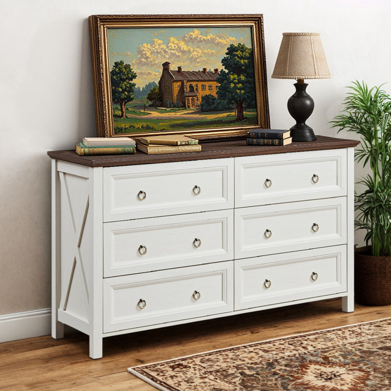 Commodes 6 tiroirs 54 po, Blanc
