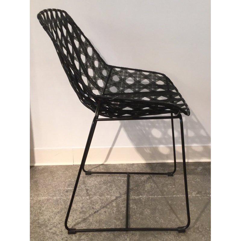 Black Metal Woven Indoor/Outdoor Side Chair