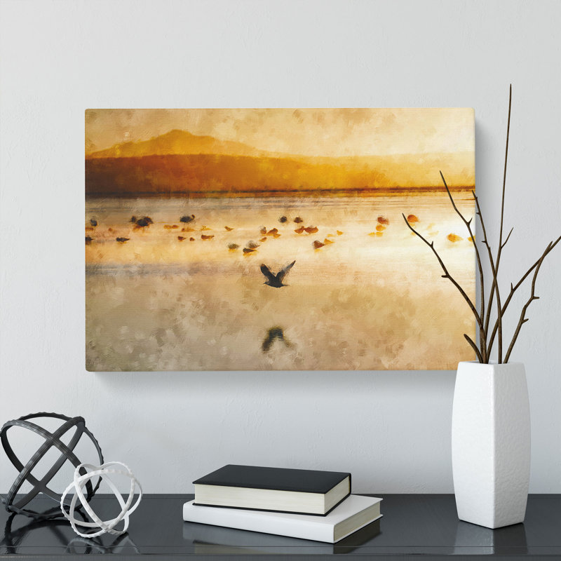 Birds On The Beach Painting - Wrapped Canvas, 60cm H x 91cm W x 3cm D
