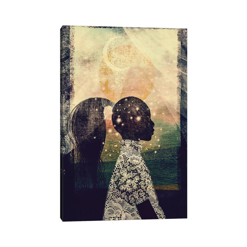 The Sun, Stars And Moon by Erin K. Robinson - Wrapped Canvas Print, 20.32 cm H x 30.48 cm W