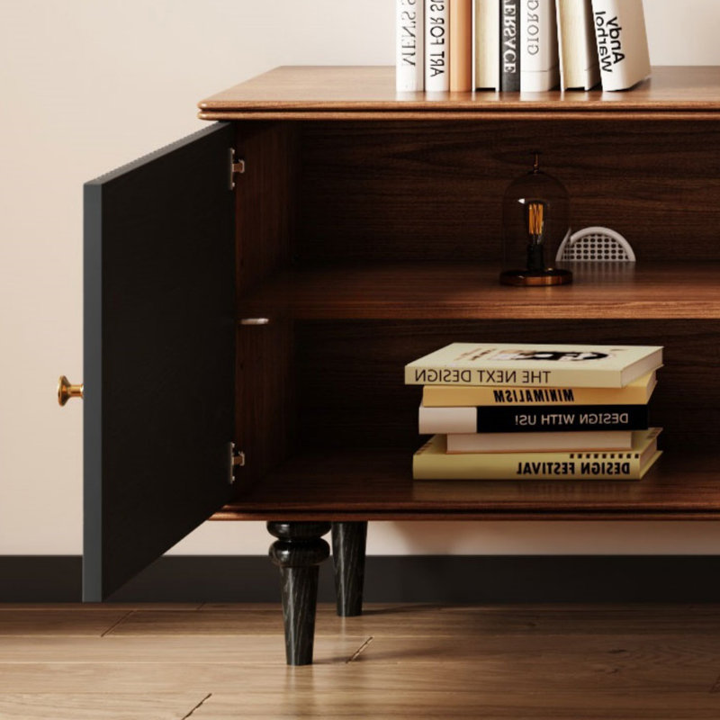 Commode télé Vintage, H 21,65 po x L 70,87 po x l 15,75 po, Brun / Noir