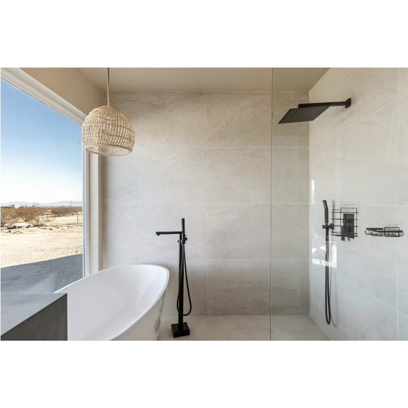 Modern Travertine 24" x 48" Large Format Porcelain Tile – Stone Look Wall & Floor, Ivory