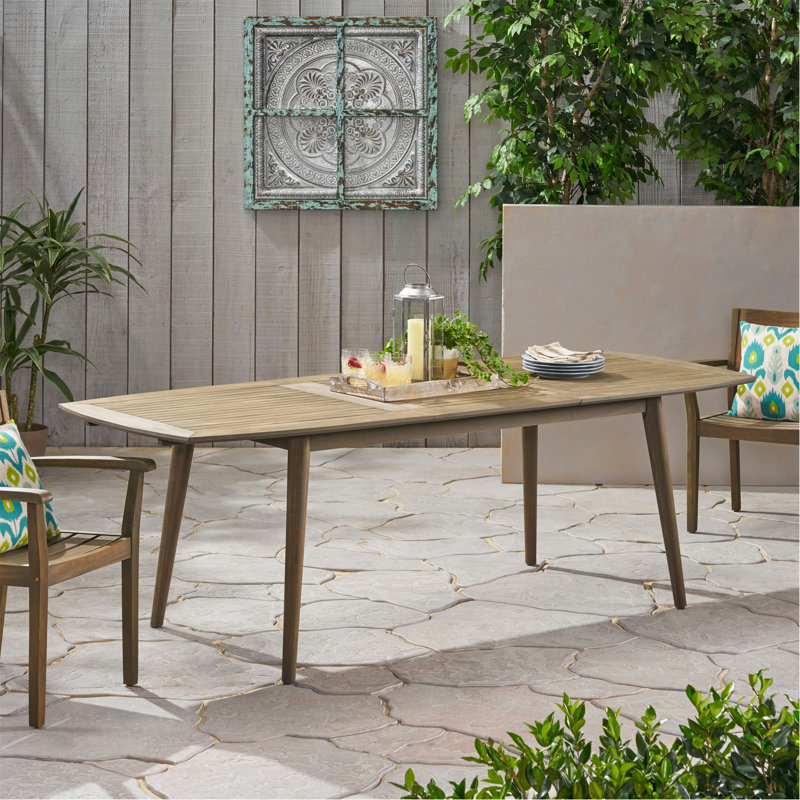 Table de salle à manger d'extérieur extensible en bois d'acacia, gris, Gris