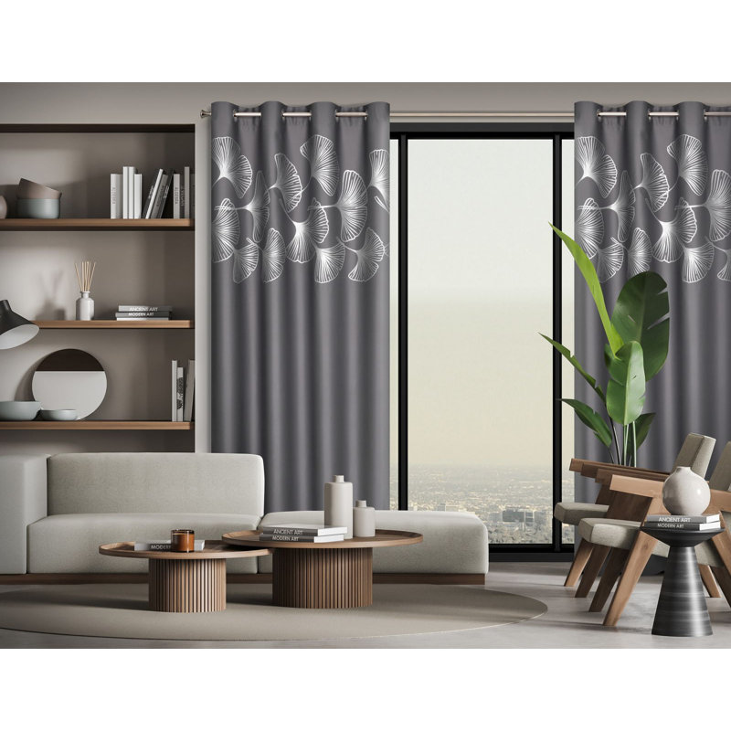 Sroka Semi Sheer Curtains Single Panel, Graphite