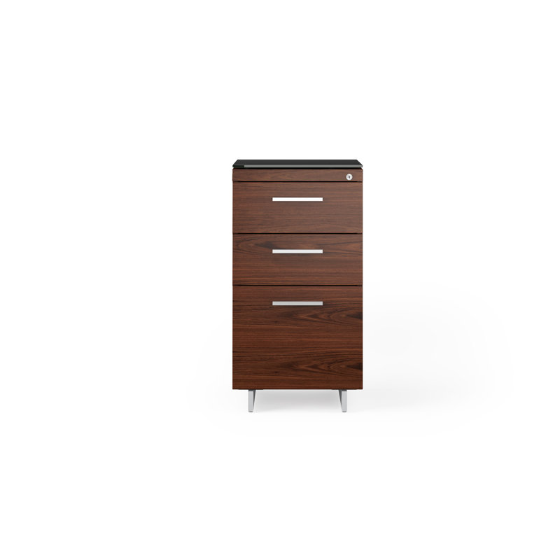 Sequel 20 3 - Drawer File Cabinet, Chocolate Stained Walnut/Satin Nickel