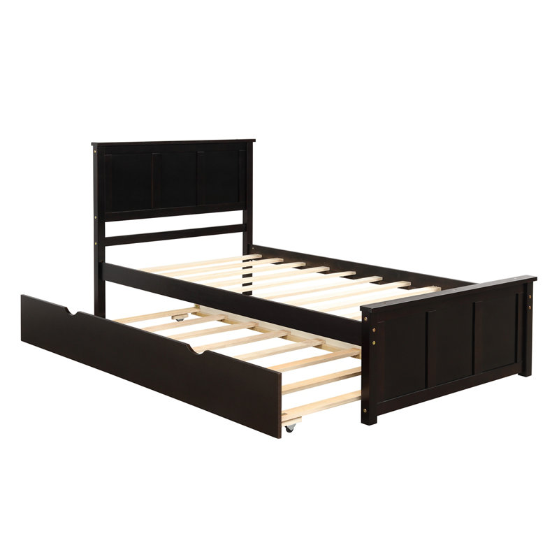 Lit plateforme simple en bois massif Abrams, cadre de lit, Espresso