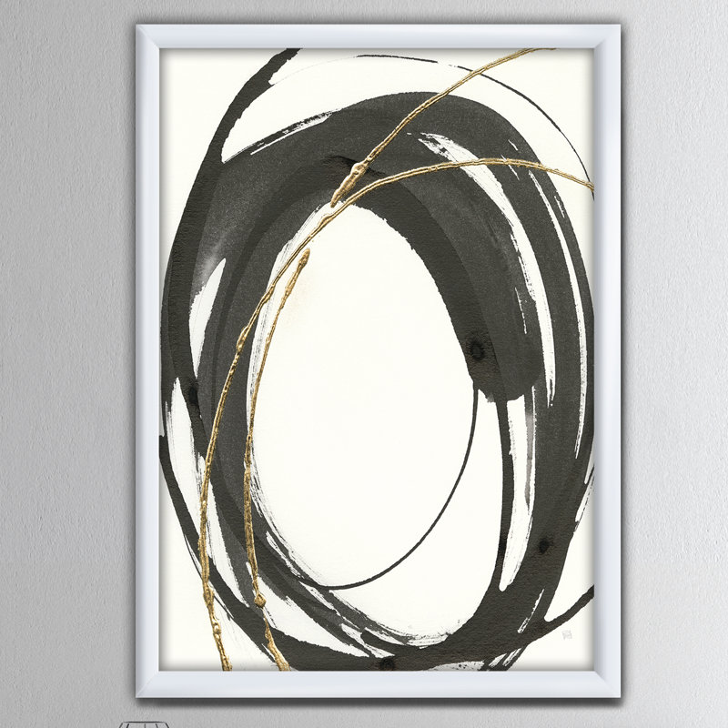 « gold glamour circle i », reproduction d’image sur toile, Cadre blanc, H 40 po x l 30 po x P 1,5 po